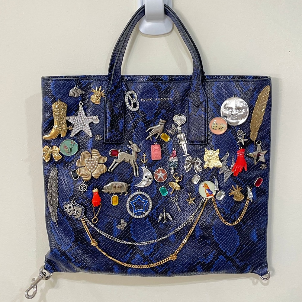 Marc Jacobs Blue Embellished Tote Bag